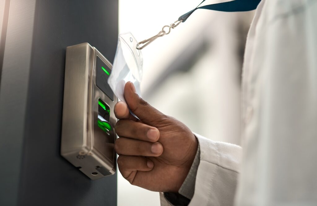 employee using physical access control